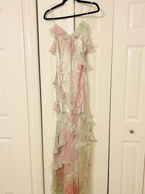LOVESHACK FANCY Rialto Ruffle Tiered Maxi Prom Dress Lilac Spring Size 4 NWT